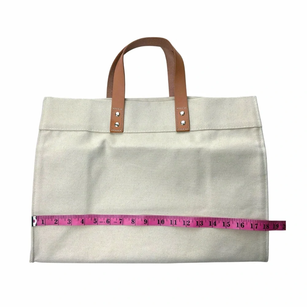 Tag & Crew Canvas Manhattan Tote Bag with Light Brown Leather Handles